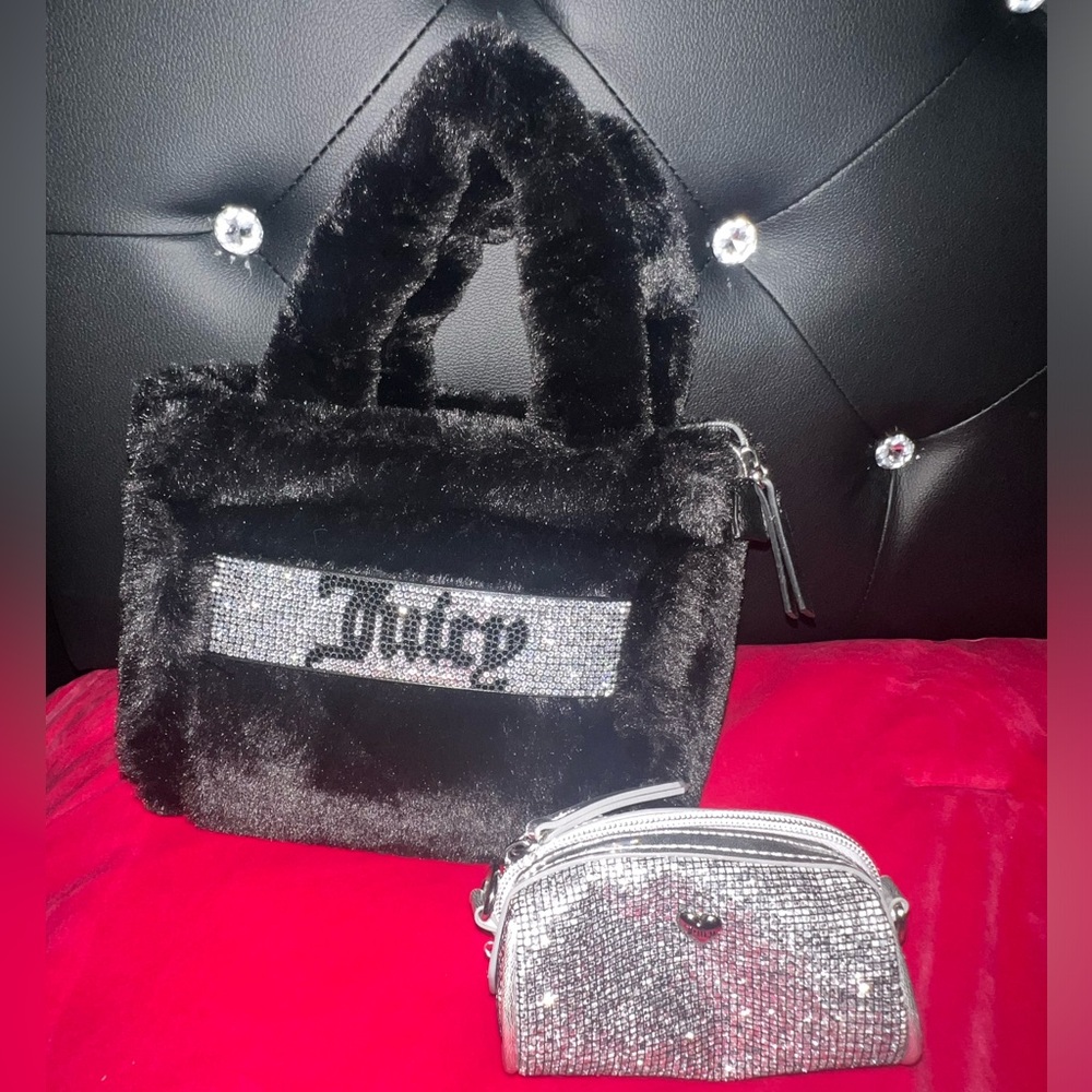 ‼️SOLD‼️Juicy Couture Mini Faux Fur Tote And Barrel Coin Purse Set